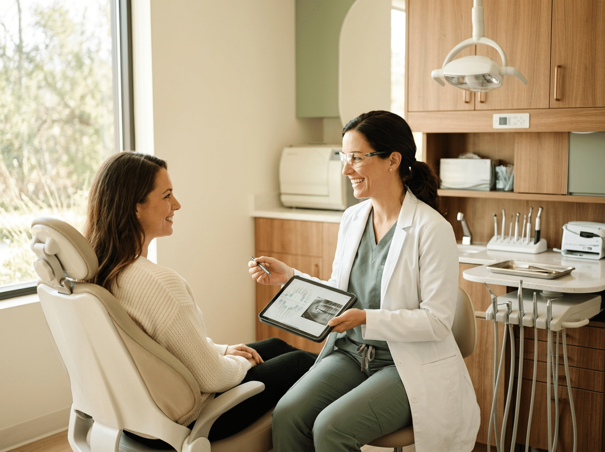 Dentist consulting with a patient